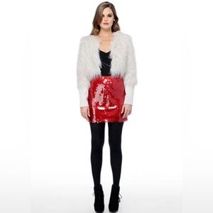 New * BB Dakota Irma Faux Fur Jacket Lamb Grey Gray * Small